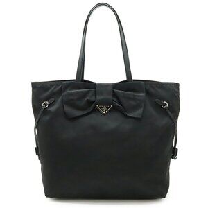 PRADA Black Leather Saffiano Shoulder Bag